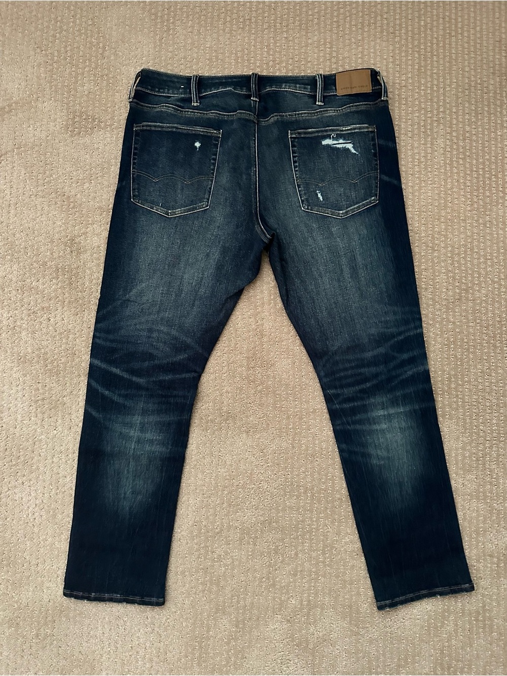 American Eagle Outfitters Men’s Slim Distressed Dark Blue Jeans - Picture 3 of 3